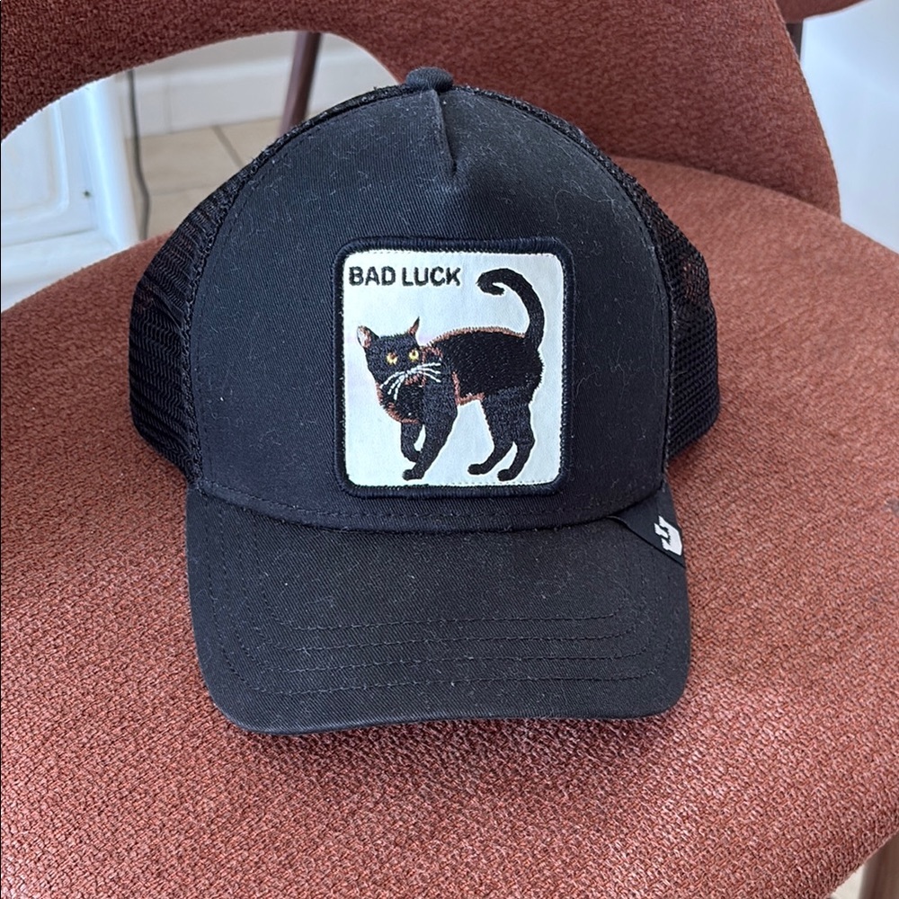 Bad Luck Black Cat Embroidered Patch Cap